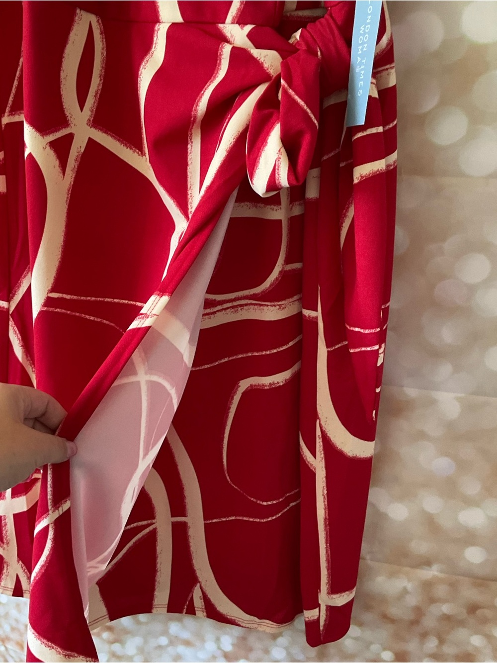 London Time Red and Cream Dress - Picture 5 of 10